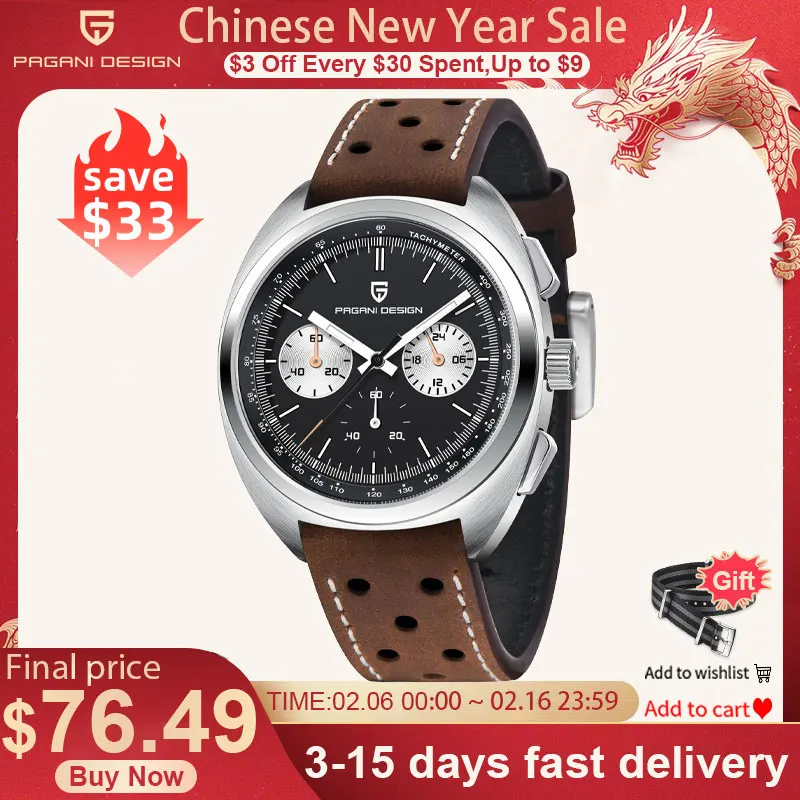 Pagani Design 2024 Nuovi Orologi Da Uomo Retro Pilot Luxury Quartz Watch For Men Sport Chronograph Ar Sapphire Crystal Orologio Da Polso Da Uomo