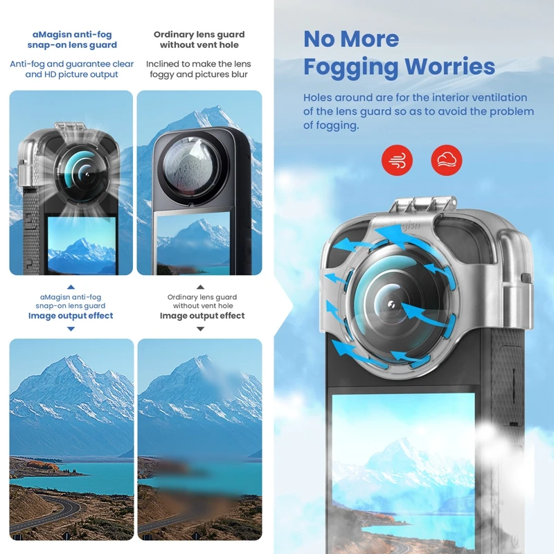 Insta360 X3 용 안개 방지 스냅 온 렌즈 가드 실리콘 슬리브 버클 보호 케이스 투명 커버 브래킷 카메라 액세서리