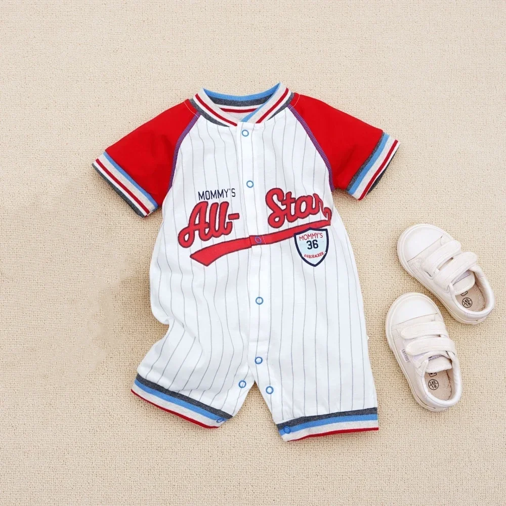 2024 Summer Comfortable baby jumpsuits clothes 0 to 12 months boys bodysuit Onesie overalls sports short sleeve cotton rompers 2