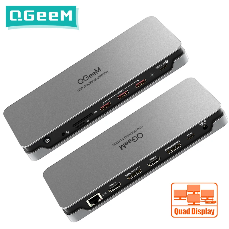 Qgeem Docking Station 14-in-1 Usb Hub 3 