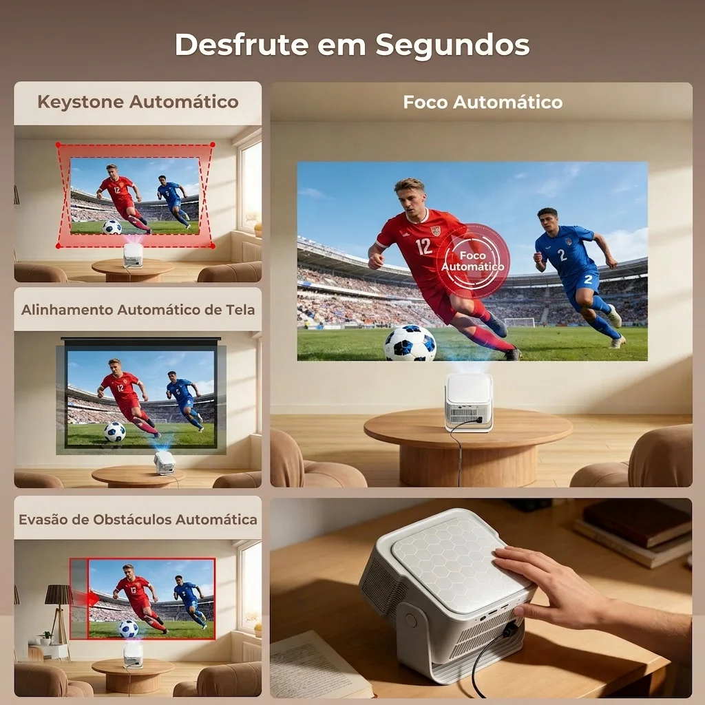 Projetor XGODY 900ANSI 8K/4K 2GB+16GB Android 14 com Autofoco e Correção de Keystone, Wifi6 BT5.4 para Cinema em Casa e Uso Externo - Imagem 5