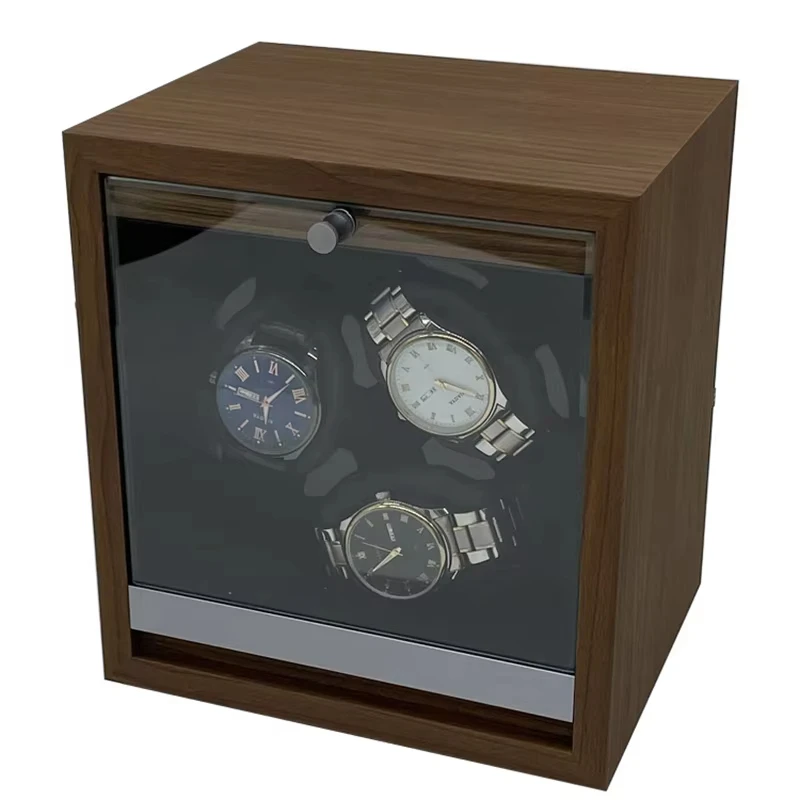 Watch Winder for Automatic Watches Box Storage Dustproof Mechanical Watch Case Black Walnut Wood Safe Mata Box LED Ambient Light watch winder