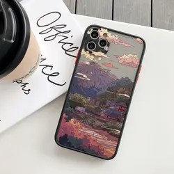 Japanese Anime Landscape Phone Case - Cartoon Scenery Cover - iPhone 13 Mini (Black RSFJ 1)
