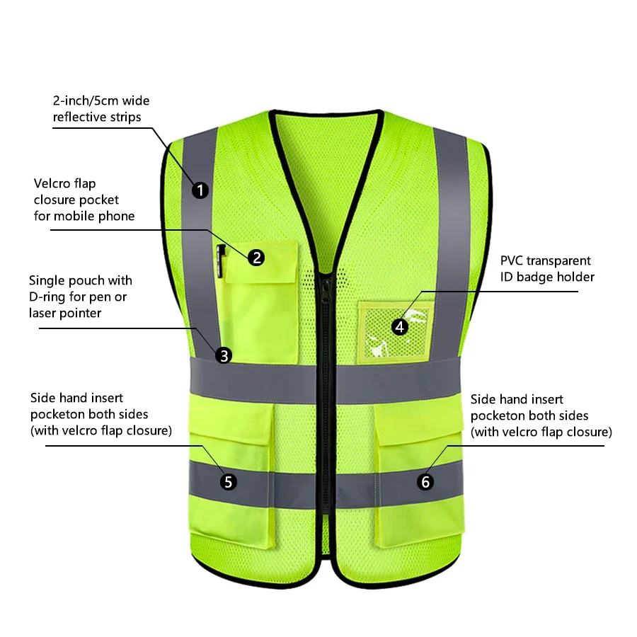 Adjustable Safety High Visibility Reflective Vest Reflective Security Vests Traffic Night Outdoor For Running Cycling Sports reflective vest safety vest high visibility vest