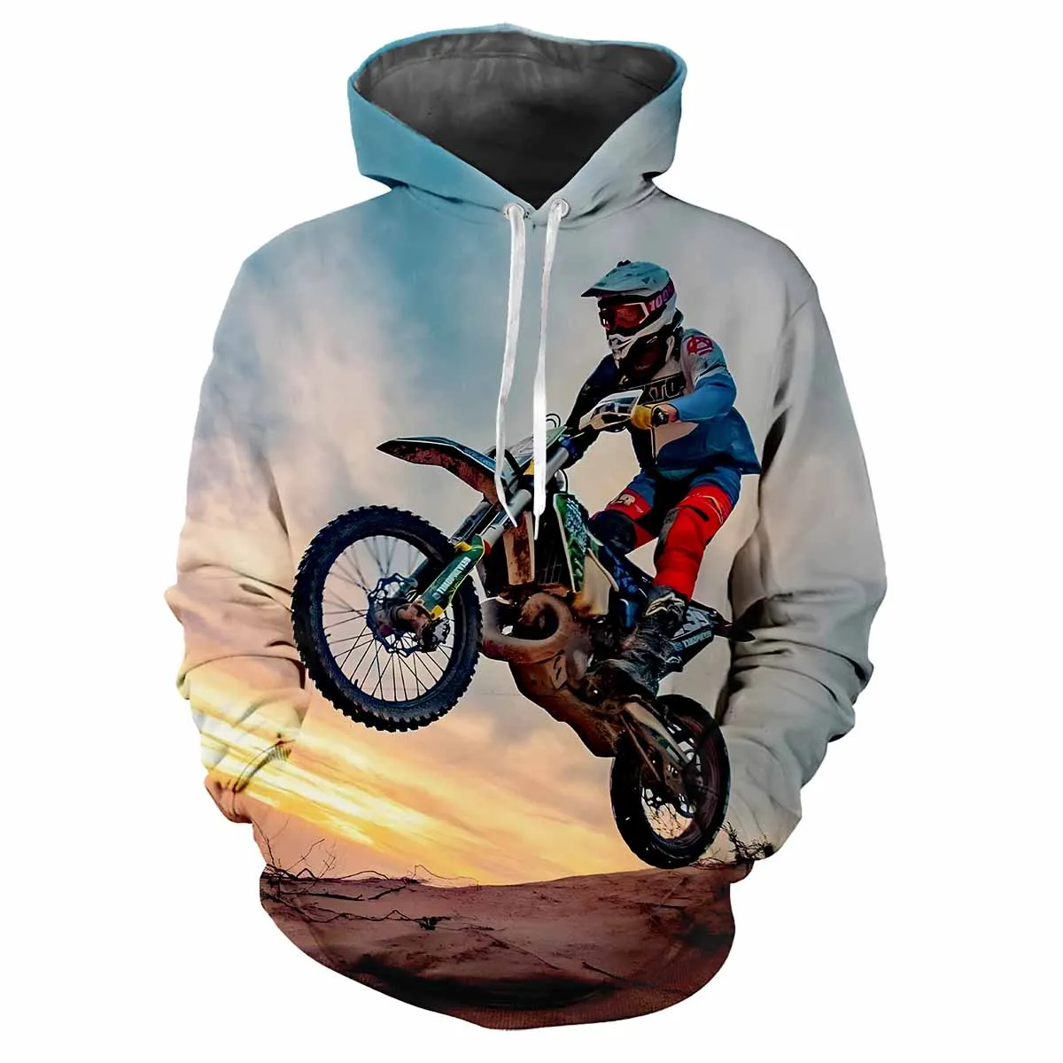 thumbnail image 1 of Sudadera con capucha para hombre con estampado 3D de patrón de motocicleta, moda de carreras callejeras, personalidad, tendencia, clásica, informal, holgada, cómoda, ropa superior, 1 of 5