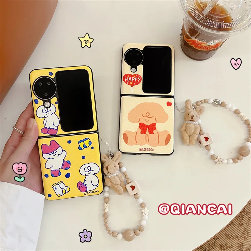 

Skin OPPO Folding Case New Instagram Cartoon Dog Suitable for OPPO Find N2/N3 Flip Phone Case