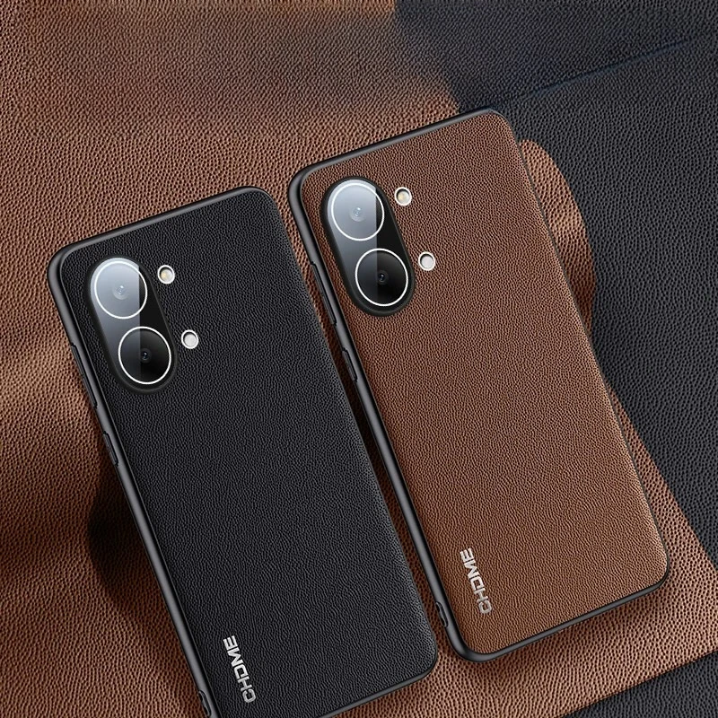 Redmi Turbo 5 Max Leather Texture Camera Lens Protection Case - Soft Silicone Shockproof Bumper