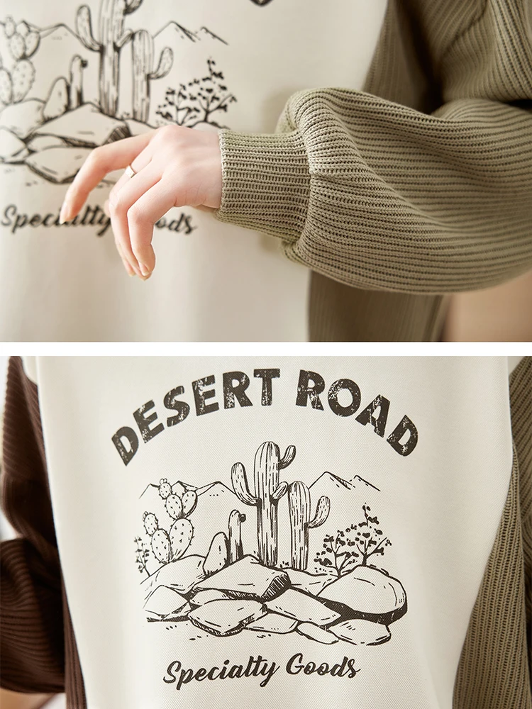 Kawaii Contrast Color Printed Sweatshirts Winter Women Pullovers Oversized Jumper Loose Casual Y2K Streetwear 2023 Autumn New