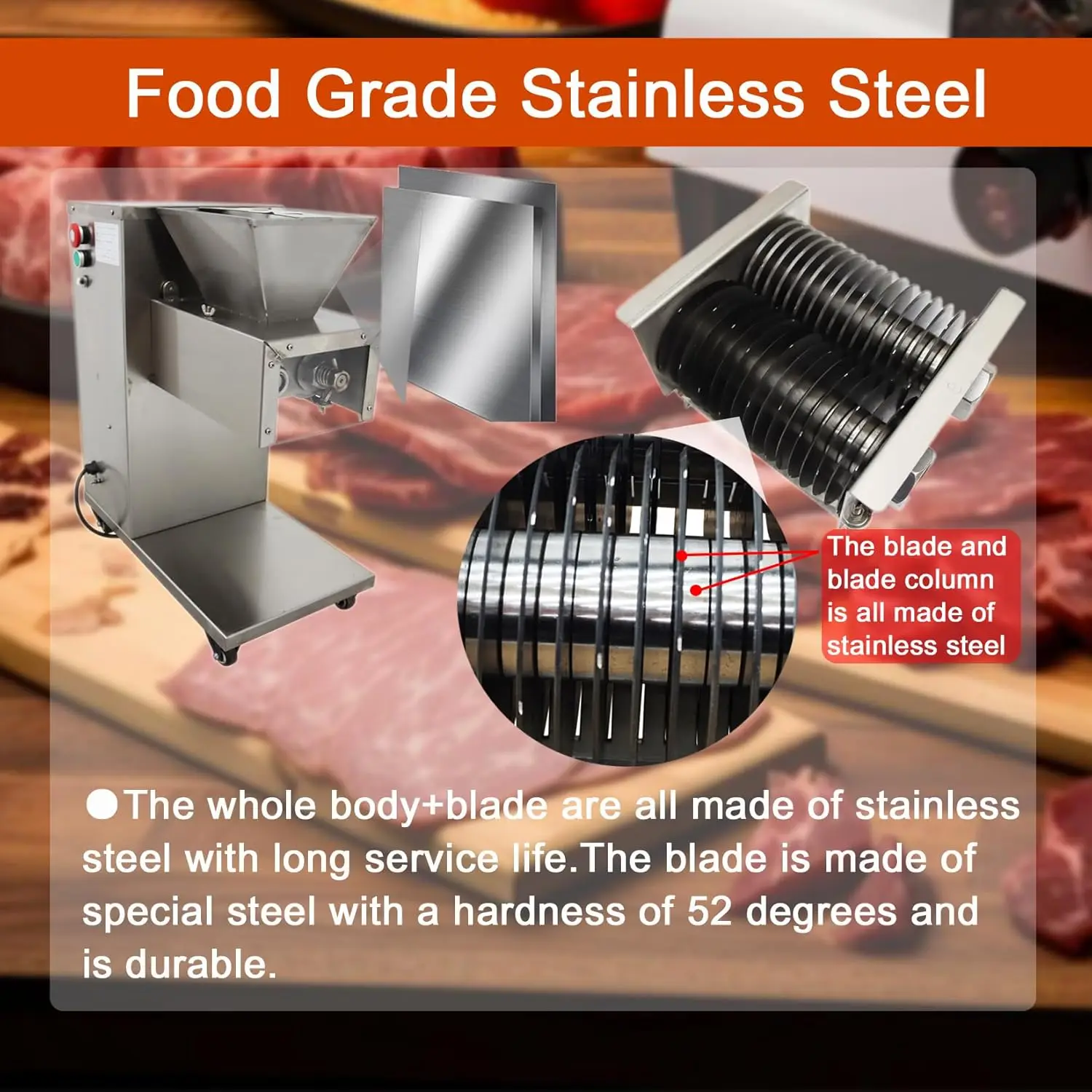 Haywhnkn 2.5Mm Meat Cutting Machine Commercial Meat Cutter Machine Meat Slicer For Meat Slice/Shredded Meat Full Stainless 4
