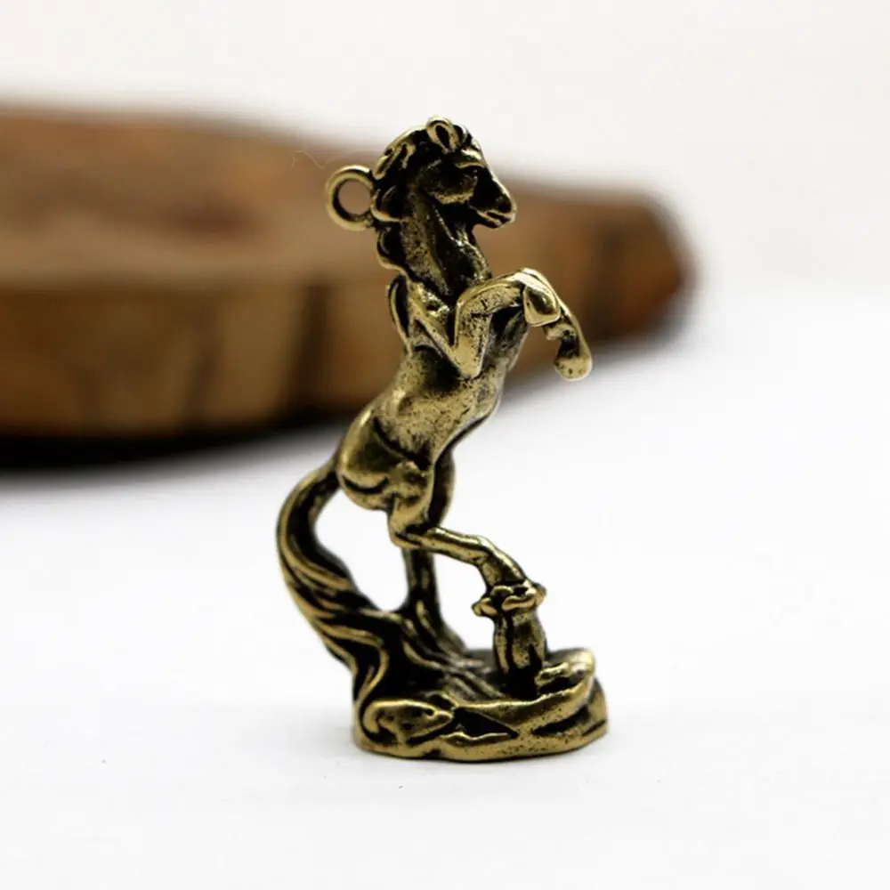 Brass Horse Step on Coins Lucky Statue Feng Shui Desk Ornament Zodiac Animal Figurines Miniatures Pure Copper Crafts Collections