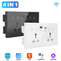 Tuya Smart Socket 2 AC Outlets + 1 Type-C + 1 USB WiFi Remote Control Timer Function Compatible with Smart Life App Black/White