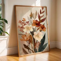 Frameless Autumn Flower Digital Wall Art Set - Bohemian Rustic Home Decor Printable - 50x70cm no frame (TT1442)