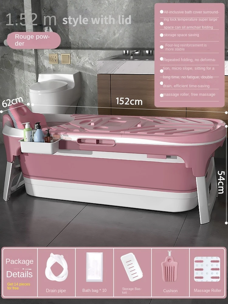  Bañera plegable para adultos, bañera plegable portátil de pie,  bañera grande de plástico grueso antideslizante (color : D) : Hogar y Cocina