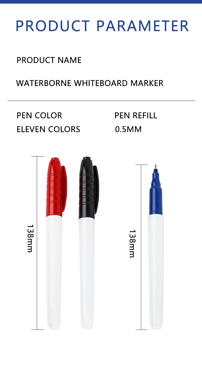 Haile 12 Farben Trockenen Löschen Marker Feine Spitze 0,5mm Löschbaren Whiteboard Stifte für Kinder Lehrer Büro Schule Student Schreibwaren – Detail 1