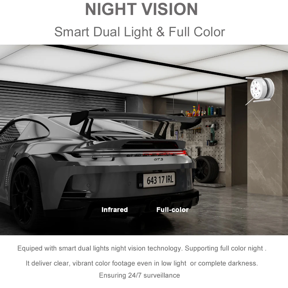 Camera showing full-color night vision in a dark environment