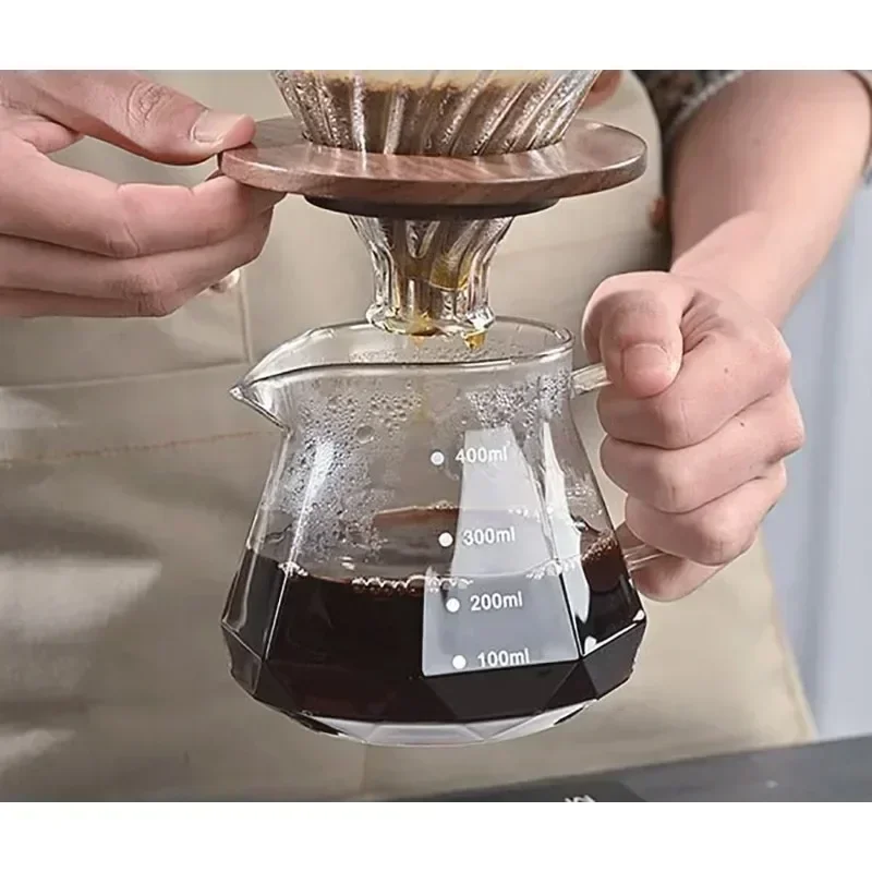 400-600ml Diamond Glass Coffee Sharing Pot Espresso Glass Carafe Coffee Pot Pour Over Filter Kettle Accessories coffee pot