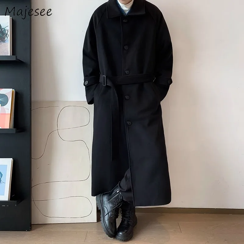 

Blends Men Clothing Winter Baggy Fashion Korean Style Cool BF Designed All-match Wool Coats Abrigos Hombre Mens Designer Coat