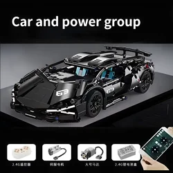 Advanced Racing Supercar Building Blocks Kit - 1280+ Pieces Deluxe DIY Brick Puzzle Toy - With box (Car and power)