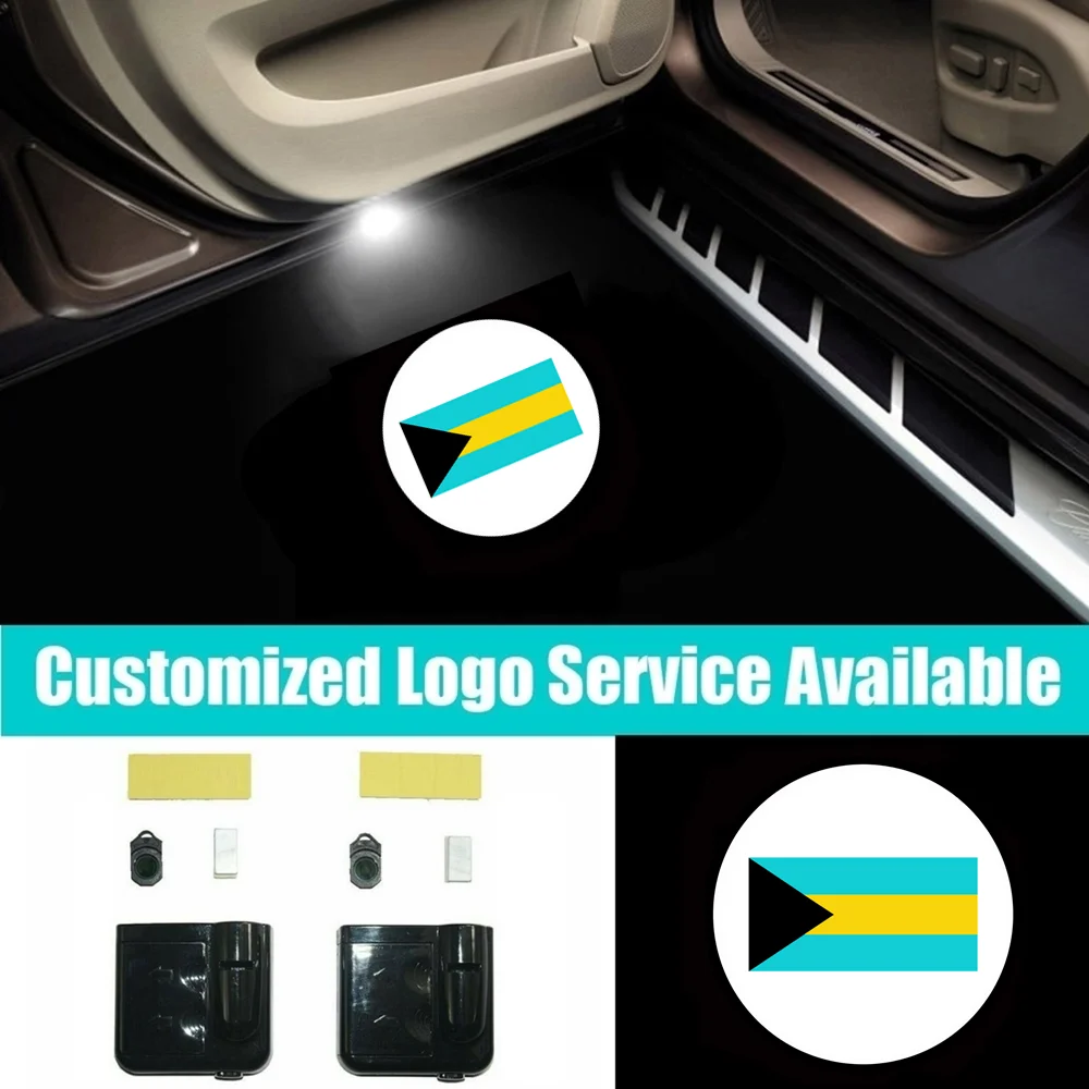 

2Pcs LED Bahamas Flag Logo Car Door Welcome Laser Projector Ghost Shadow Lights Car Decoration Accessories Interior