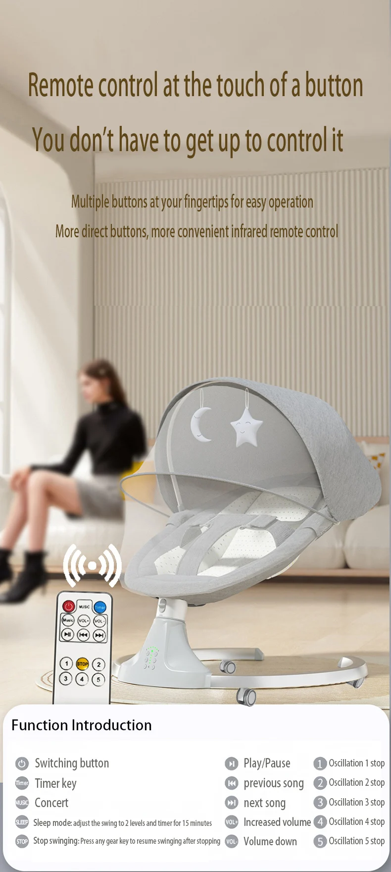 Electric Baby Cradle Mosquito Net Bluetooth Music Baby Rocking Chair Remote Multifunctional Baby Crib for Newborns Baby Items S6a1a21983c524337a4cabb06e2cda626T
