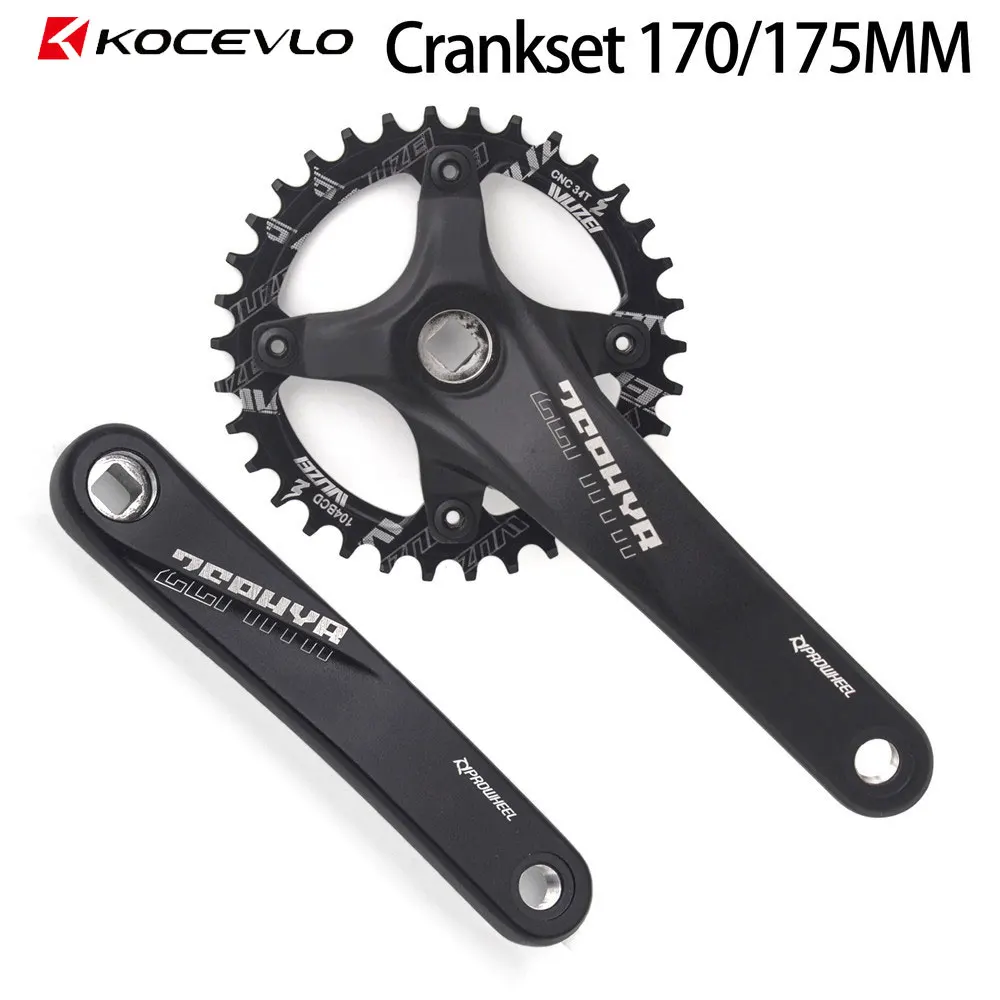 

KOCEVLO Ultralight Alloy MTB 104BCD Crankset Sprocket Bike Square Hole 170/175mm Crank 32T 34T 36T Chainring Round Narrow Wide