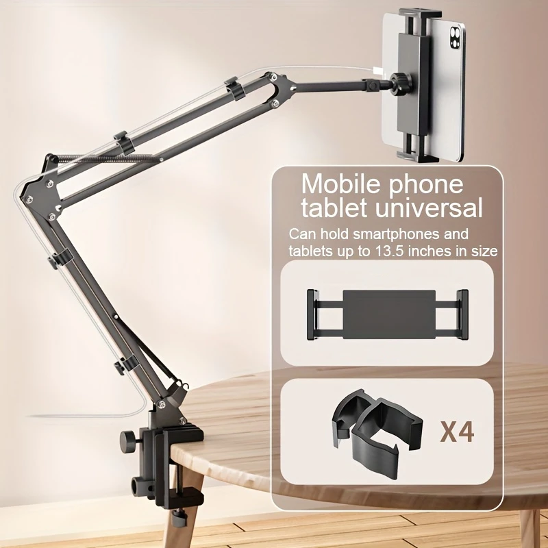 Adjustable Bed Tablet Holder Rotatable Long Arm Metal Desktop Tablet Bracket Mounts Clamp for 4.7-13" for iPad Mini Air Pro 6