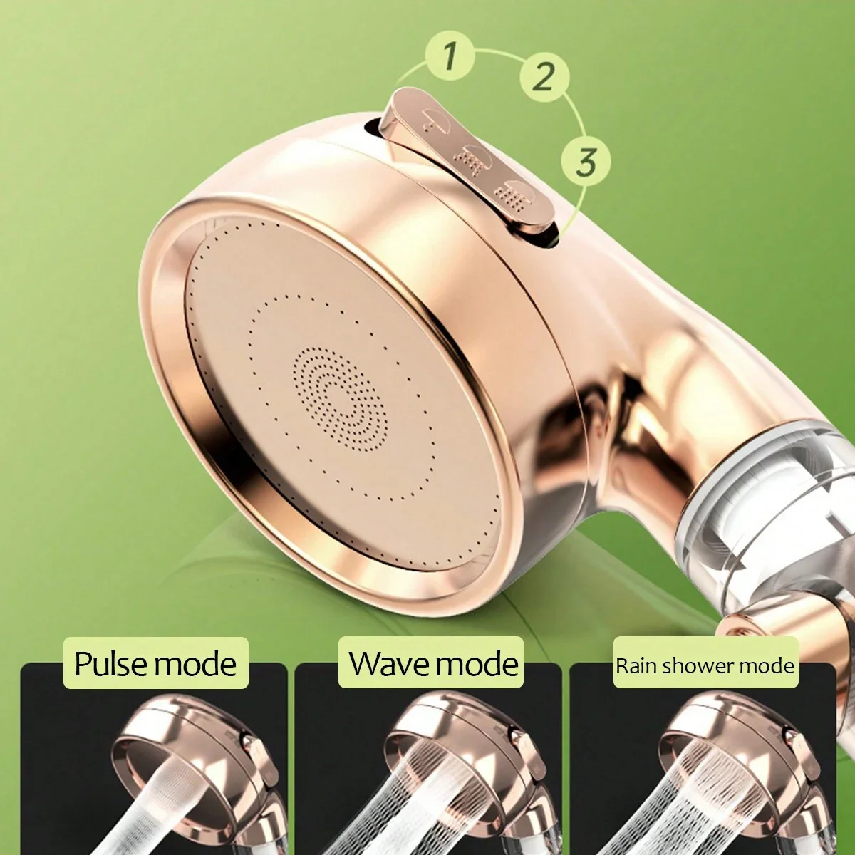 New 3 Modes Handheld Shower Head with Turbo Fan Eco Filter ON/Off Pause Switch Water Saving High Pressure Showerhead Accessories