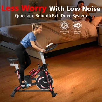 Indoor Exercise Bike Cycling Bike with Comfortable Seat Cushion Black+Red 4