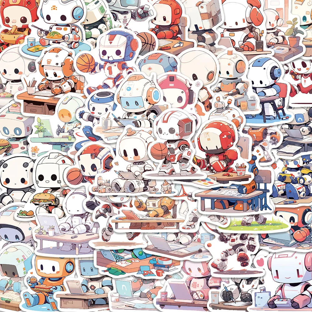 

10/30/50PCS Cartoon Robot Stickers Creative Cute PVC Decals for Kid Gift DIY Fridge Wall Luggage Stationery Fun Sticker Whoesale