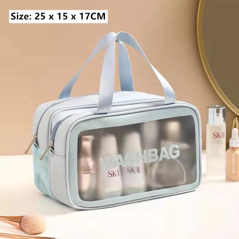 Bolsa De Maquillaje Grande - Impermeable, Con Asa Y Cremallera, Organizador Para Viaje, Color Rojo Claro