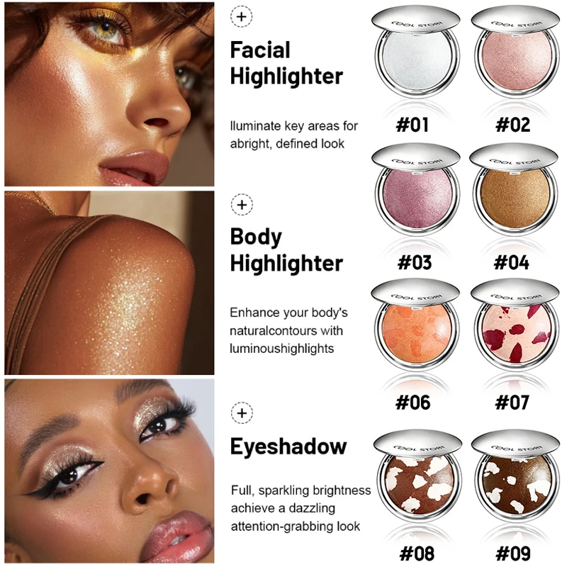 Pearlescent Highlight Palette Bronze Shimmer Glitter Face Makeup_voghion.com