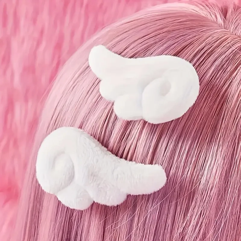 Set of 2 Adorable Angel Wing Plush Hairpin Accessories