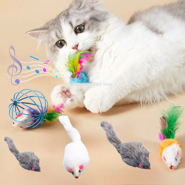 Cat Mice Toys False Mouse Cat Toy Long Tail Mice Soft Real Rabbit Fur Toy For Cats Plush Rat Playing Chew Toy Pet Supplies
