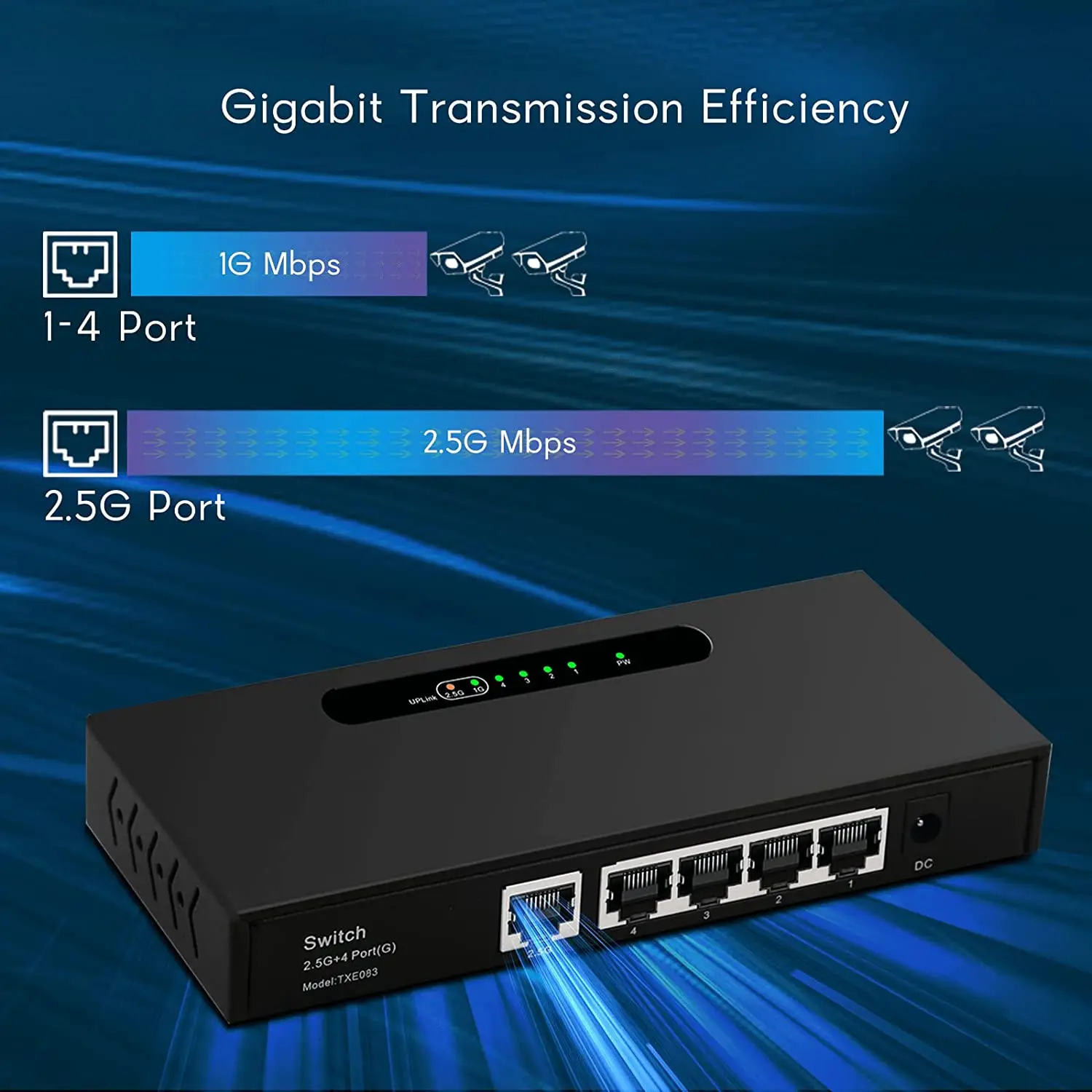 IENRON 2.5G Switch Ethernet 5 porte Smart Network Switch 10/100/1000/2500Mbps VLAN RJ45 Hub per telecamera IP CCTV/Router Wifi