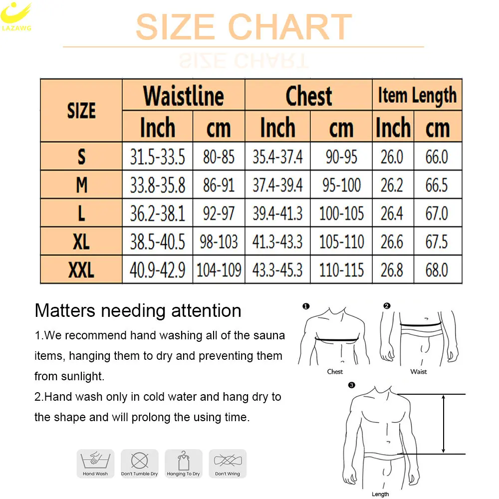 LAZAWG Mens Sauna Jacket  Sweat Top Slimming Long Sleeve Neoprene Weight Loss Body Shaper Workout Fitness Sport Fat Burner