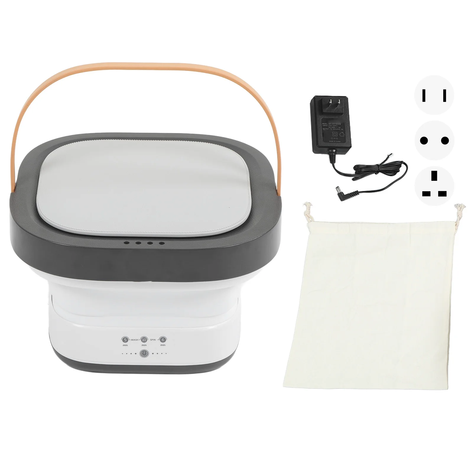 

Mini Portable Bucket Washer Folding Small Washing Machine with Drainage Basket for Underwear Socks Baby Clothes Towels 100‑240V