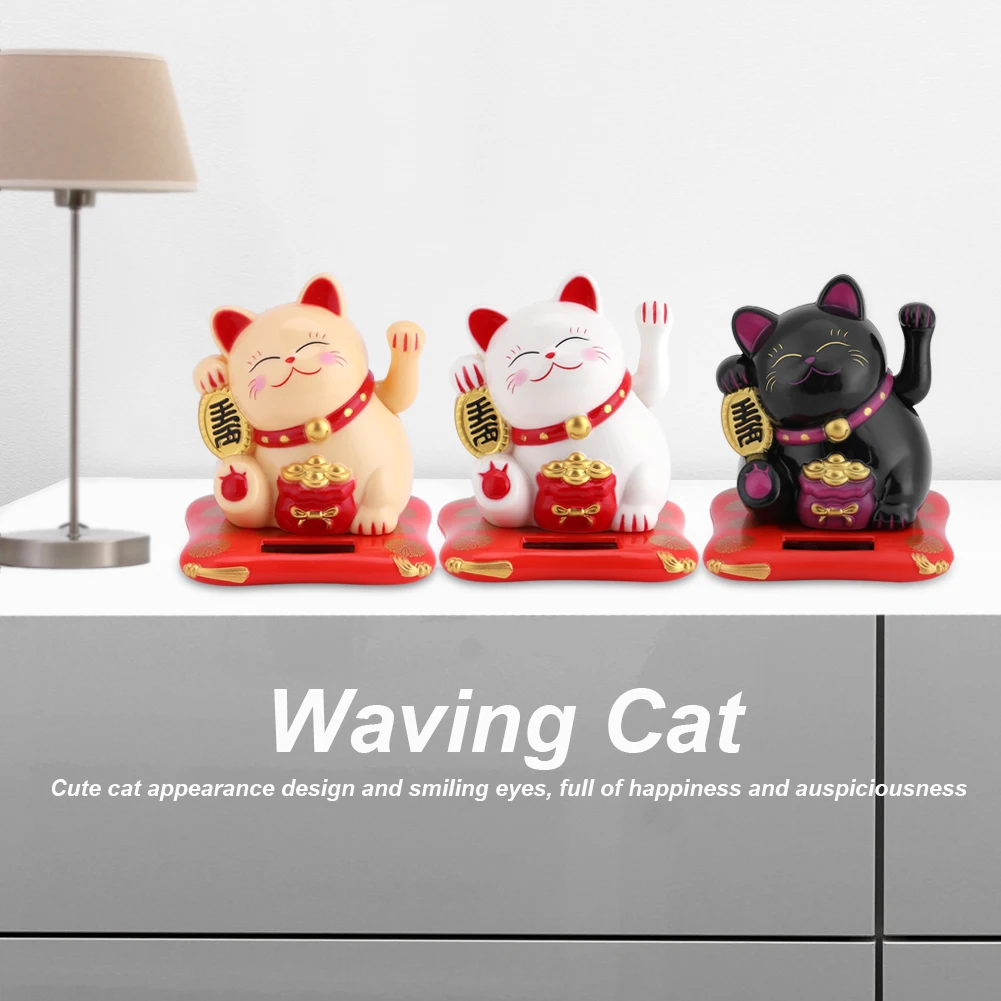 Solar Powered Cat Solar Powered Cute Waving Cat Good Luck Wealth Welcoming Cats Home Display Car Decor Solar Luck Cat Waving Cat