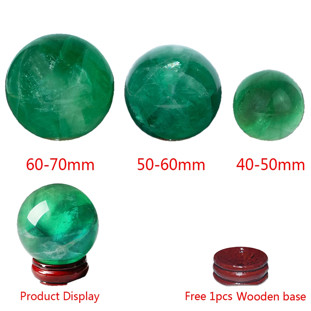 Natural Green Fluorite Ball Crystal Pull Feldspar Ornaments Blue Elongated Stone Polishing Ornaments Ball 40mm-70mm