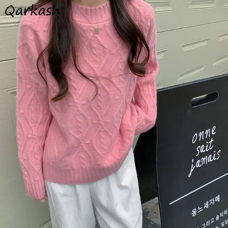 

Pullovers Women Casual Aesthetic Simple Solid Ladies Long-Sleeve All-match Streetwear Korean Style Minimalist Autumn Knitwear