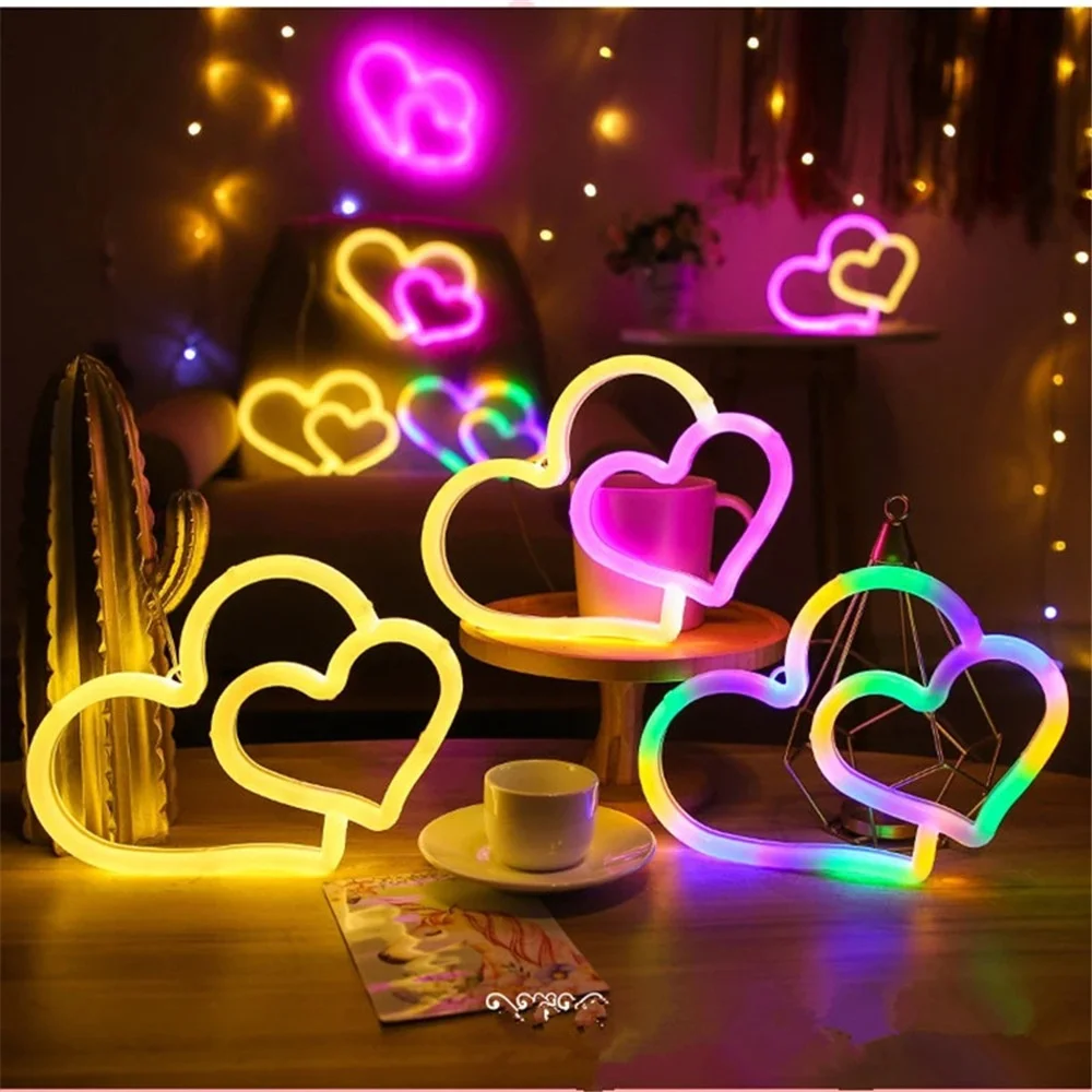 LED Neon Light Festival Party Bedroom Night Light Family Holiday Decoration USB Interface Festive Hanging Light Love Modelling