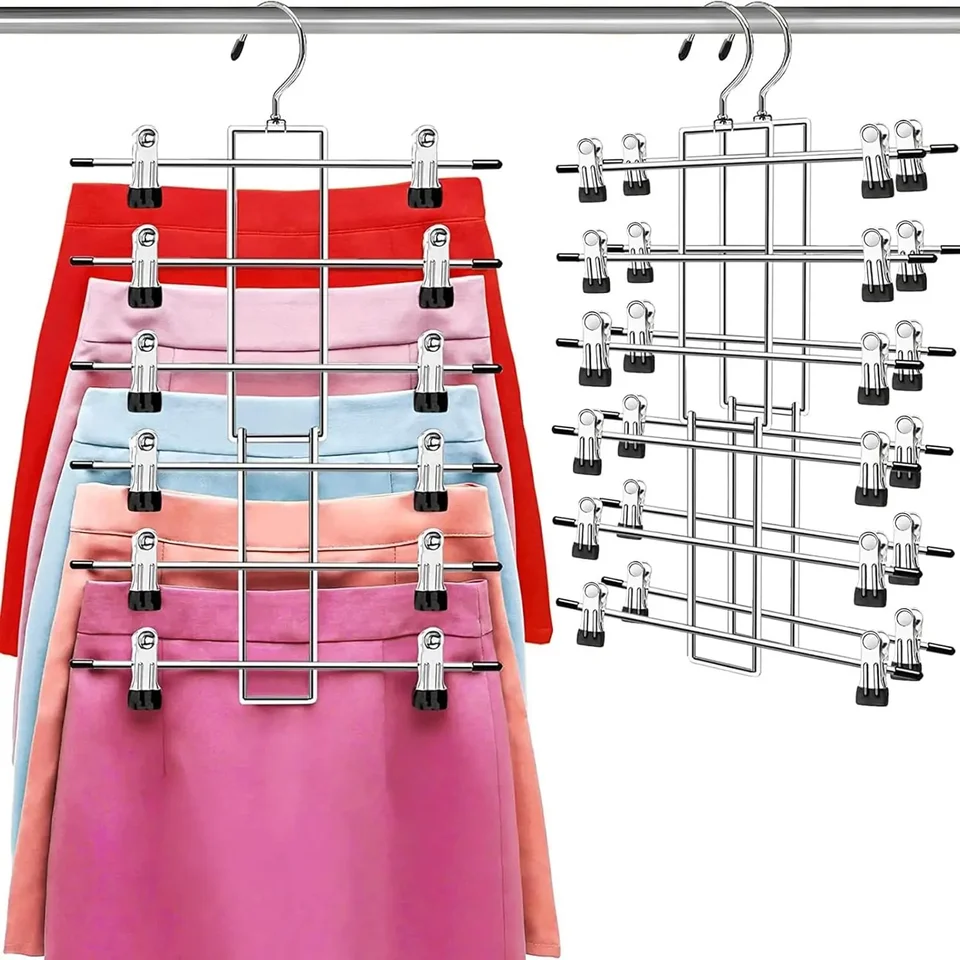 Space Saving Metal Pants Hangers with Clips