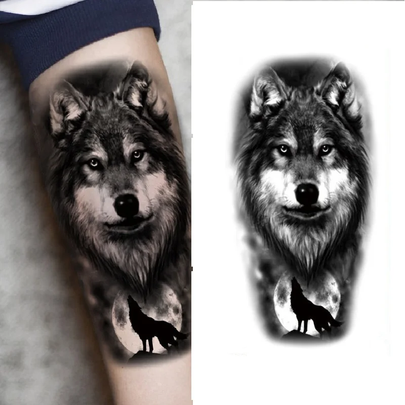 Waterproof Temporary Tattoo Sticker Forest Lion Tiger Bear Flash Tattoos Women Leopard Wolf Crown Body Art Arm Fake Tatoo Men 4