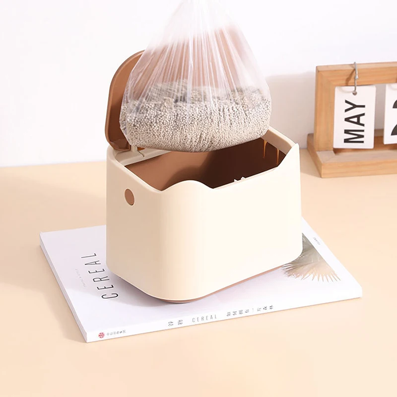 데스크탑 쓰레기통, 커버 포함 튜브, 침실 쓰레기통, 작업 공간 보관함, 집 책상 고양이 배설물 쓰레기통