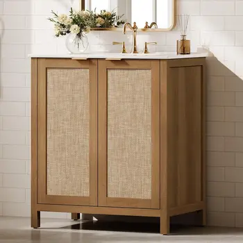 Rattan Boho Vanity Sink 1