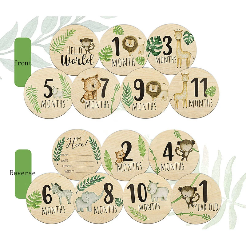 7PCS Newborn Photography Props Wooden Monthly Milestone Cards Baby Shower Gifts for Boys and Girls Photography Accessories 1