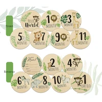 7PCS Newborn Photography Props Wooden Monthly Milestone Cards Baby Shower Gifts for Boys and Girls Photography Accessories 1