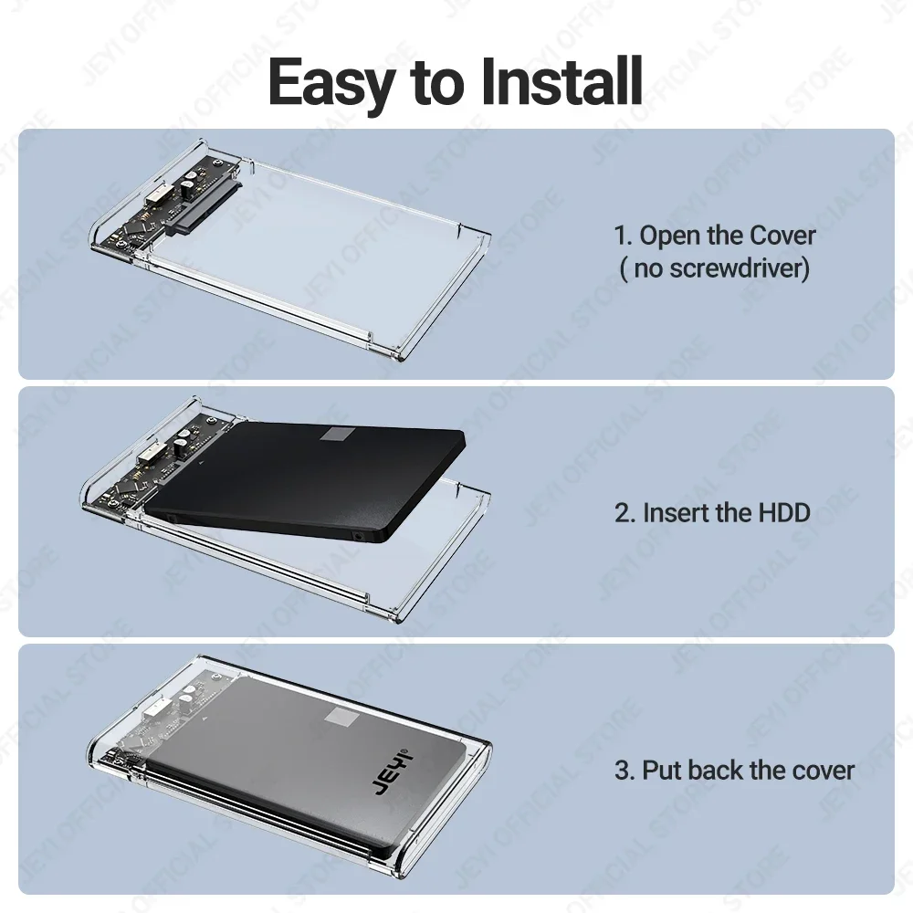 2.5'' External Hard Drive Enclosure USB 3.0 to SATA III Tool-Free Clear Hard Disk Case for 2.5 inch 7mm 9.5mm SATA HDD SSD external hard drive case,ssd enclosure,hard drive enclosure,hard disk case,external hard drive box,hdd case enclosure
