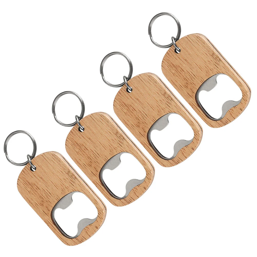 4pcsBeerBottleOpenersManualWineJuiceBottleOpenerWoodKeychain