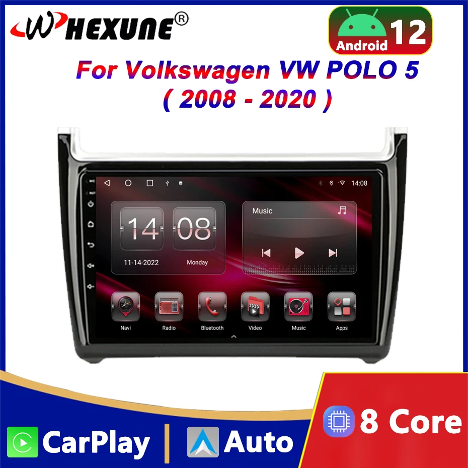 

Автомагнитола на Android 12, мультимедийный видеоплеер для Volkswagen VW POLO 5 Sedan 2008-2020, Wi-Fi, Carplay, GPS-навигация, головное устройство