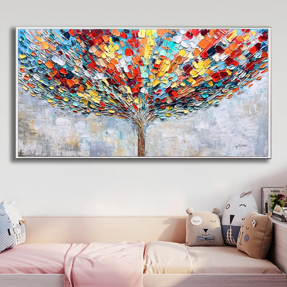 l arbre dan l’art peinture : une décoration murale moderne et colorée ...